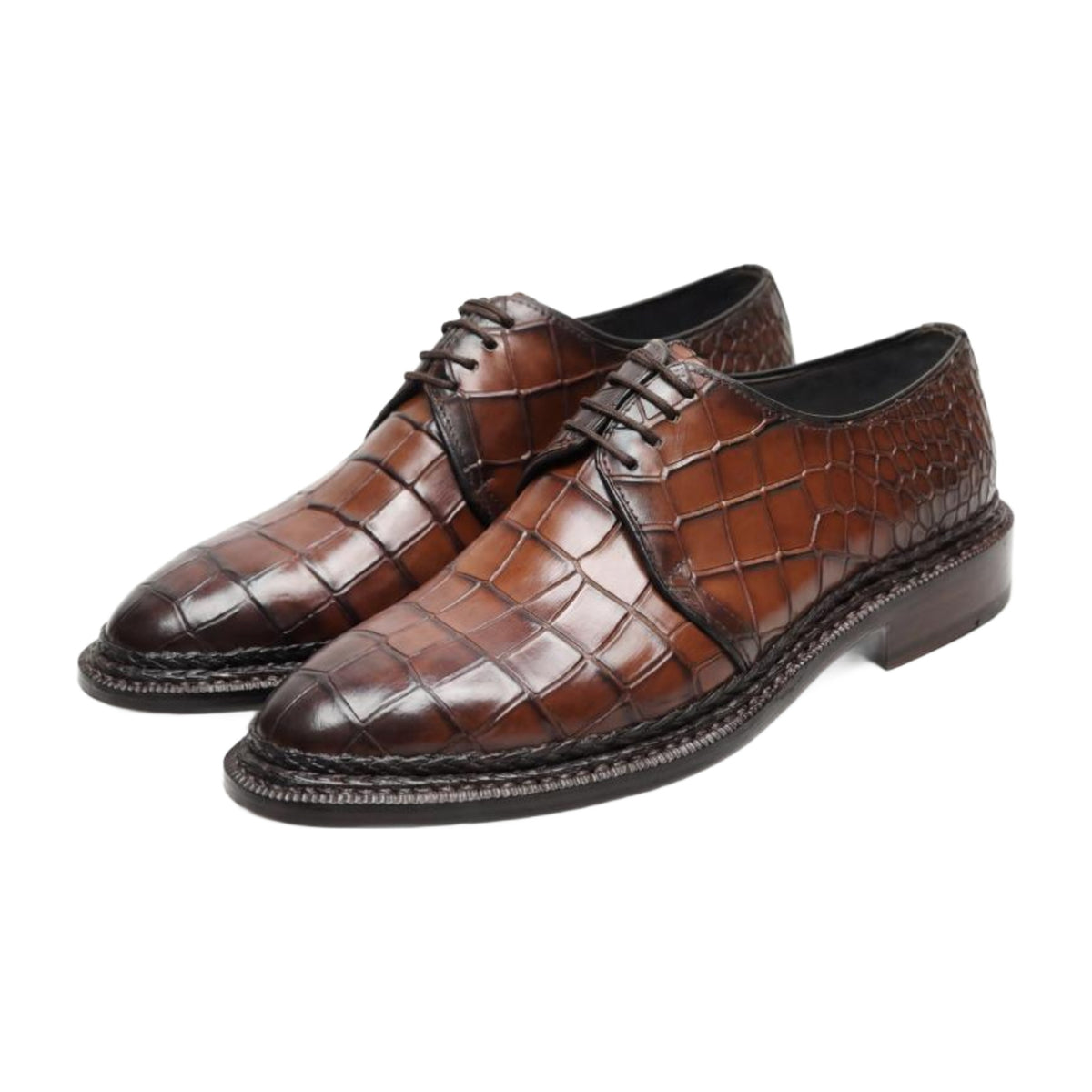 Handmade Crocodile Leather Derby Shoes