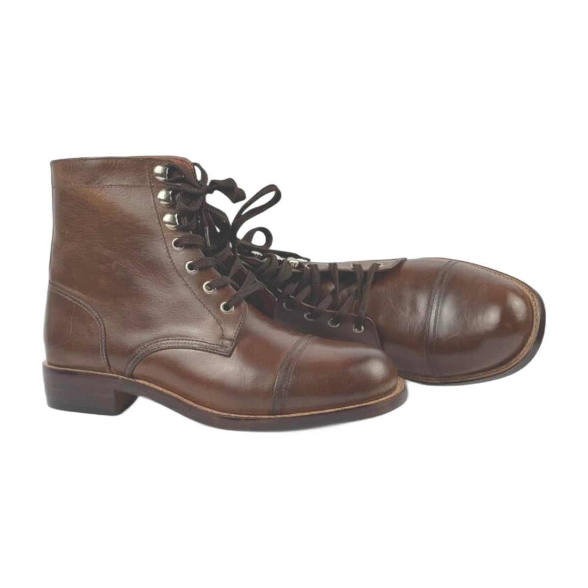 Burnished Leather Cap Toe Boots