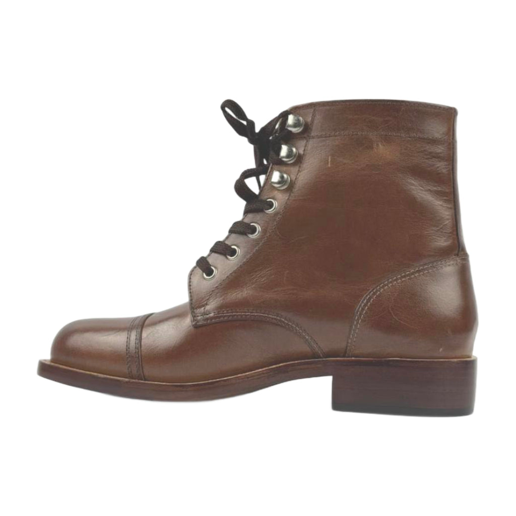 Burnished Leather Cap Toe Boots