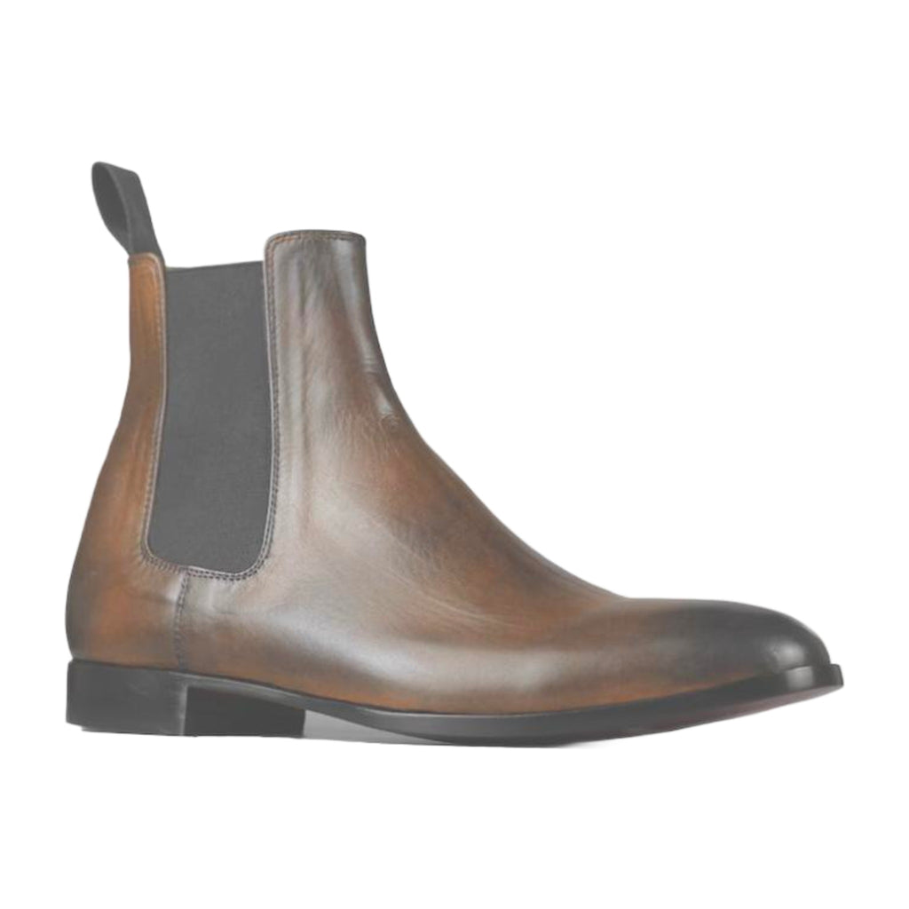 Leather Two-Tone Burnish Chelsea Boots