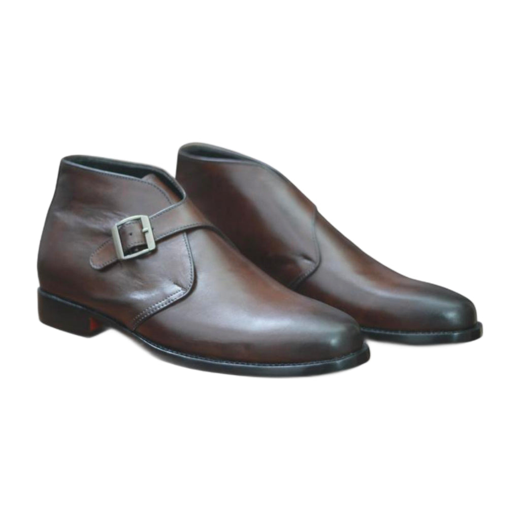 Leather Buckle Ankle Boots
