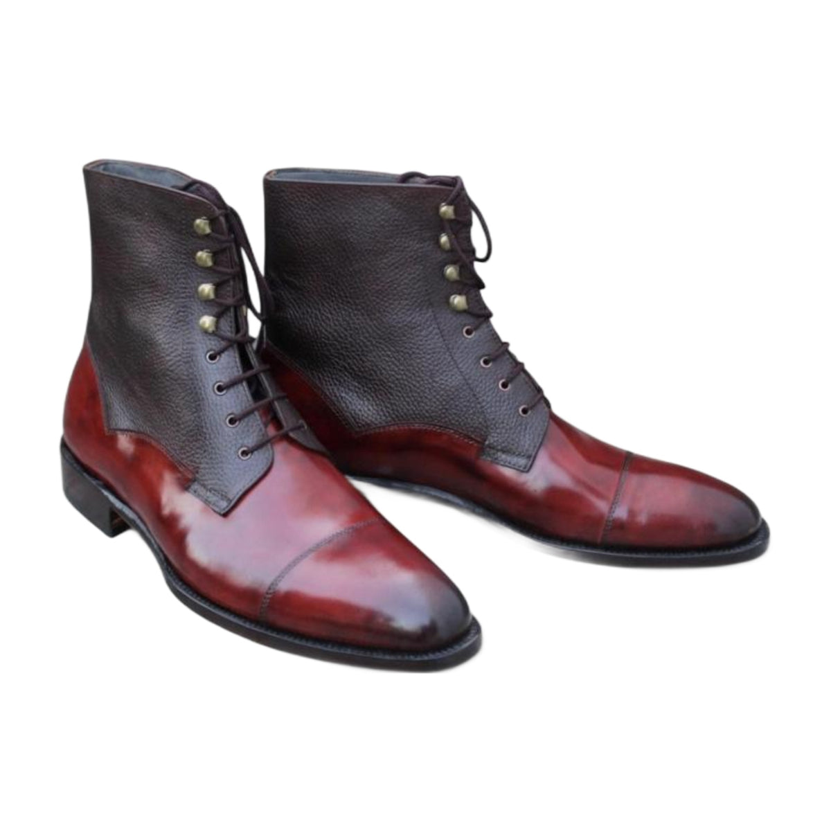Handmade Two-Tone Leather Ankle Boots