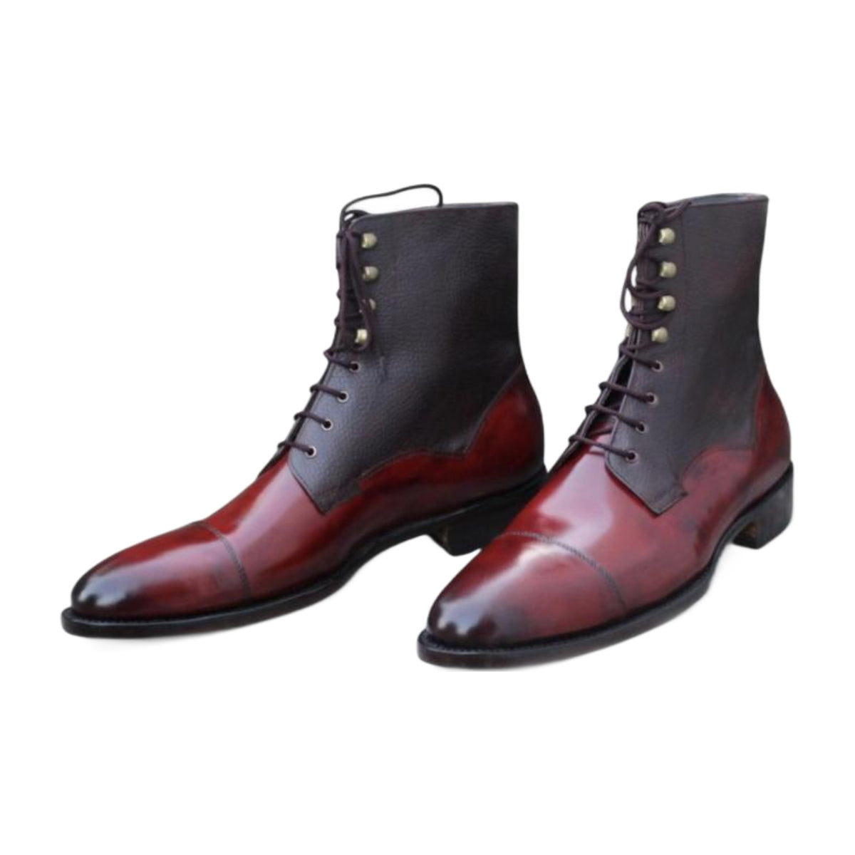 Handmade Two-Tone Leather Ankle Boots