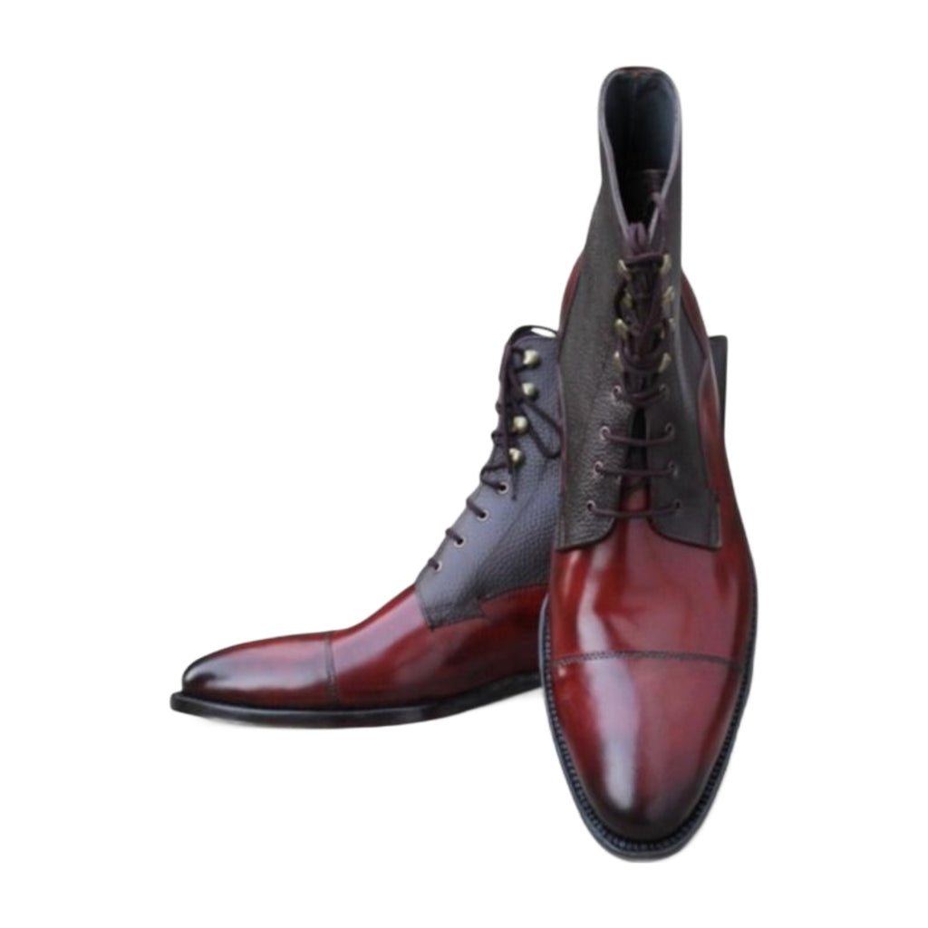Handmade Two-Tone Leather Ankle Boots