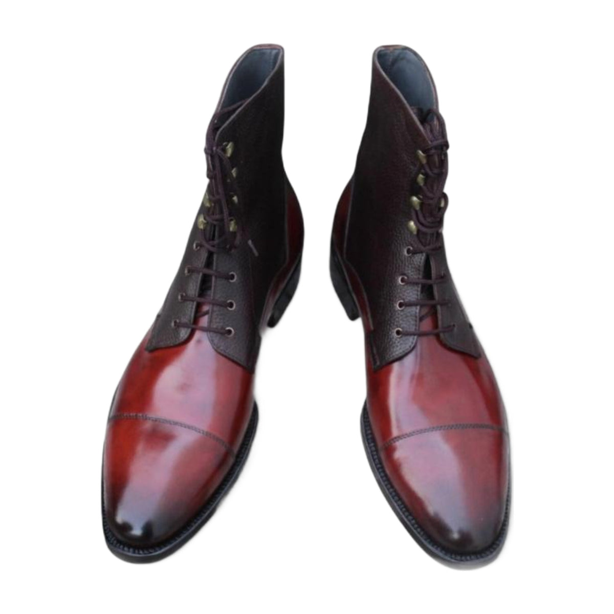 Handmade Two-Tone Leather Ankle Boots