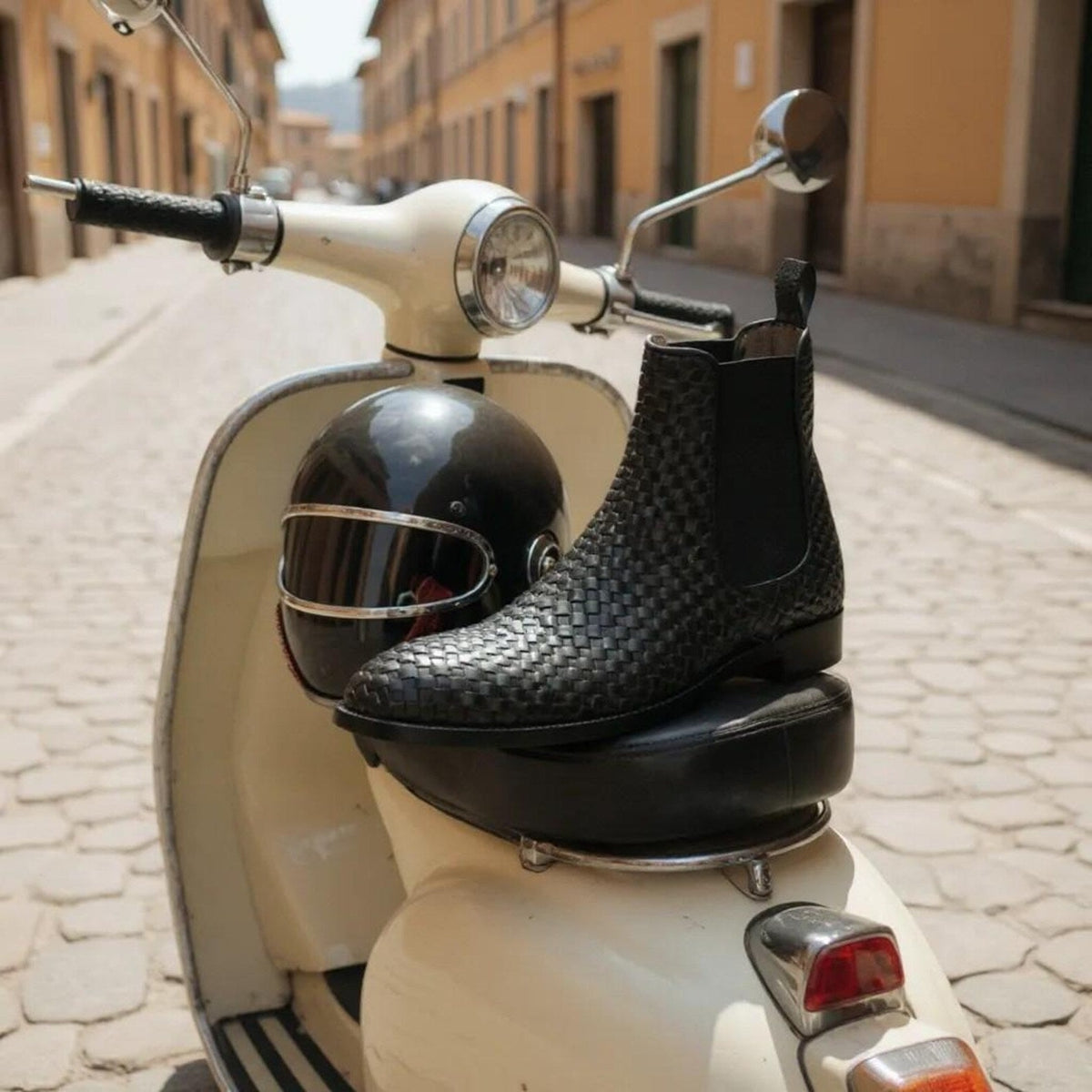 Handmade Full Grain Woven Leather Chelsea Boots