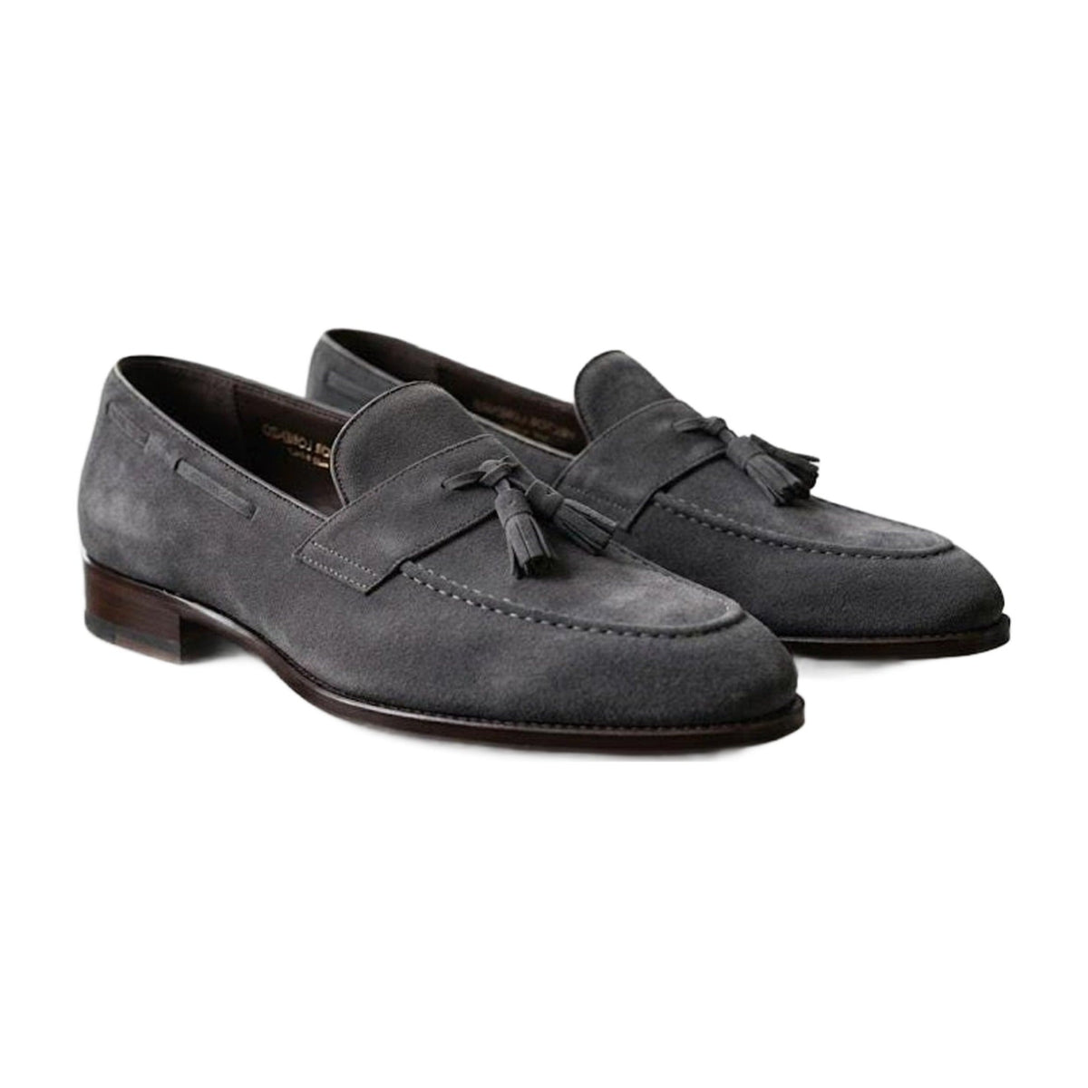 Handmade Charcoal Grey Suede Penny Loafers